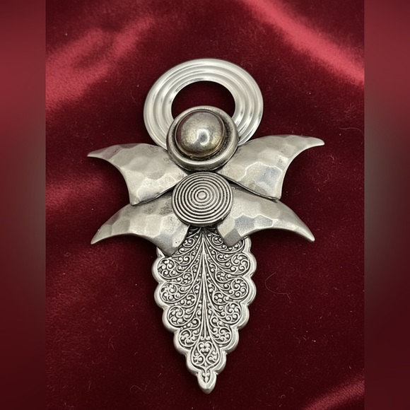 Vintage Treska unusual Silver Tone modernist angel abstract Pin brooch holiday - Picture 1 of 8